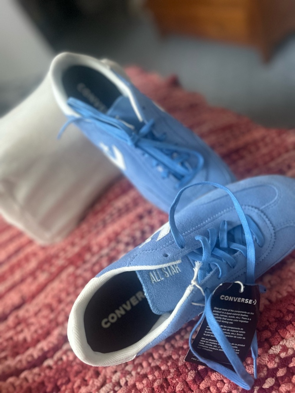Converse Light Blue Suede Low-Top Sneakers NWT - Picture 2 of 8
